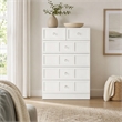 Pemberly Row Modern 5 Drawer Dresser Chest with Crystal Knobs White