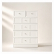 Pemberly Row Modern 5 Drawer Dresser Chest with Crystal Knobs White