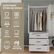 Pemberly Row Wardrobe Armoire with 3 Drawers and Hanging Rod White
