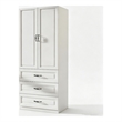 Pemberly Row Wardrobe Armoire with 3 Drawers and Hanging Rod White