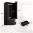 Pemberly Row Armoire Wardrobe Closet with 2 Doors and 2 Drawers Black