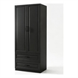 Pemberly Row Armoire Wardrobe Closet with 2 Doors and 2 Drawers Black