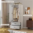 Pemberly Row Wardrobe Armoire with 2 Doors & 2 Drawers in White Finish