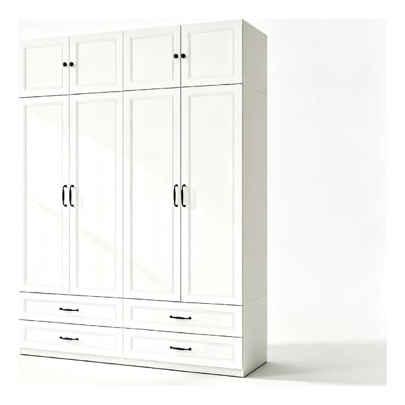Pemberly Row Wardrobe Armoire 4 Drawers w/ Hanging Rod in White Finish