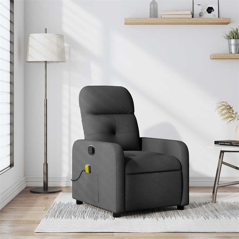 Pemberly Row Massage Recliner Chair in Dark Gray