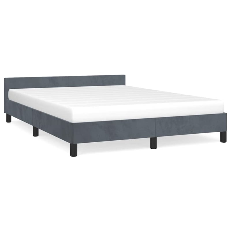 Pemberly Row Velvet Full Bed Frame in Dark Gray Upholstery