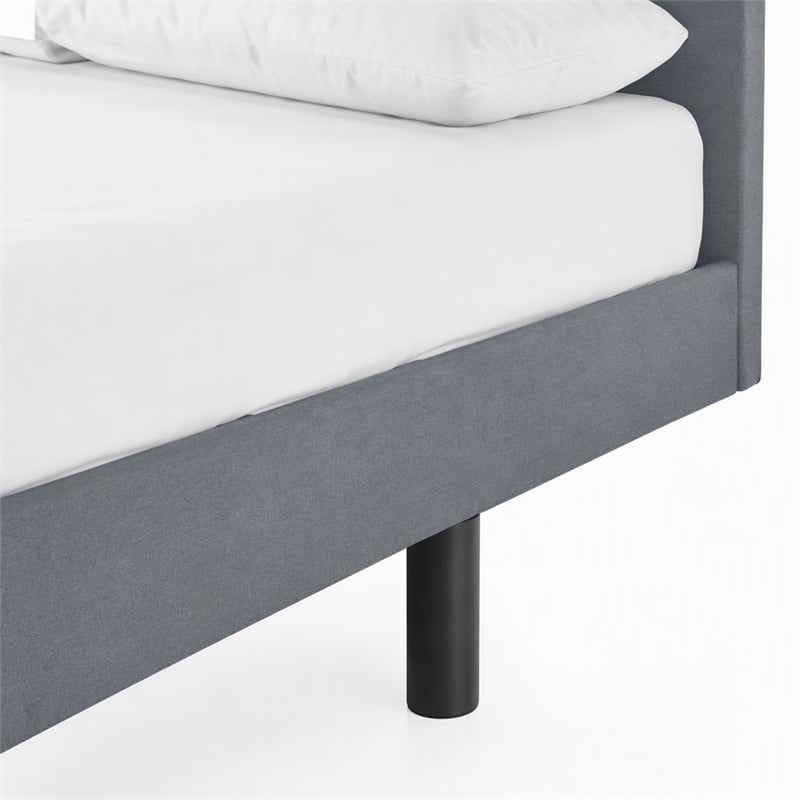 Pemberly Row Velvet Full Bed Frame in Dark Gray Upholstery