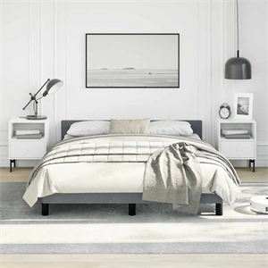 Pemberly Row Velvet Full Bed Frame in Dark Gray Upholstery