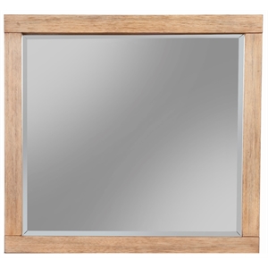Pemberly Row Beveled Dresser Mirror in Sand Beige Finish