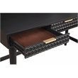 Pemberly Row Large Wood Desk in Black with Gold Hardware
