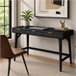 Pemberly Row Large Wood Desk in Black with Gold Hardware