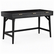 Pemberly Row Large Wood Desk in Black with Gold Hardware