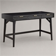 Pemberly Row Large Wood Desk in Black with Gold Hardware