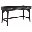 Pemberly Row Large Wood Desk in Black with Gold Hardware