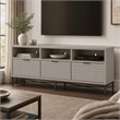 Pemberly Row 3 Drawer Mahogany TV Console in Taupe with Pewter Accents