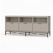 Pemberly Row 3 Drawer Mahogany TV Console in Taupe with Pewter Accents