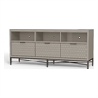 Pemberly Row 3 Drawer Mahogany TV Console in Taupe with Pewter Accents