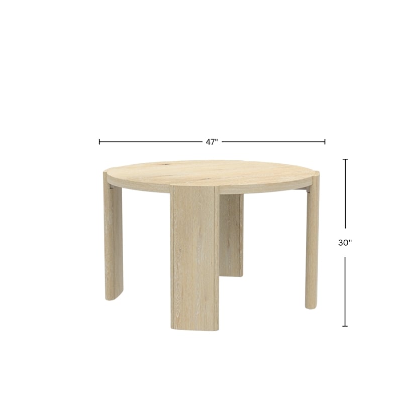 Pemberly Row 47 in Round Dining Table with Curved Legs in Natural Driftwood