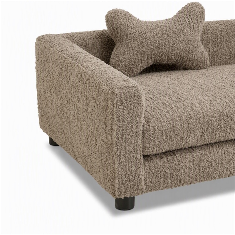 Pemberly Row Faux Fur Dog Sofa Bed with Bone-Shaped Pillow