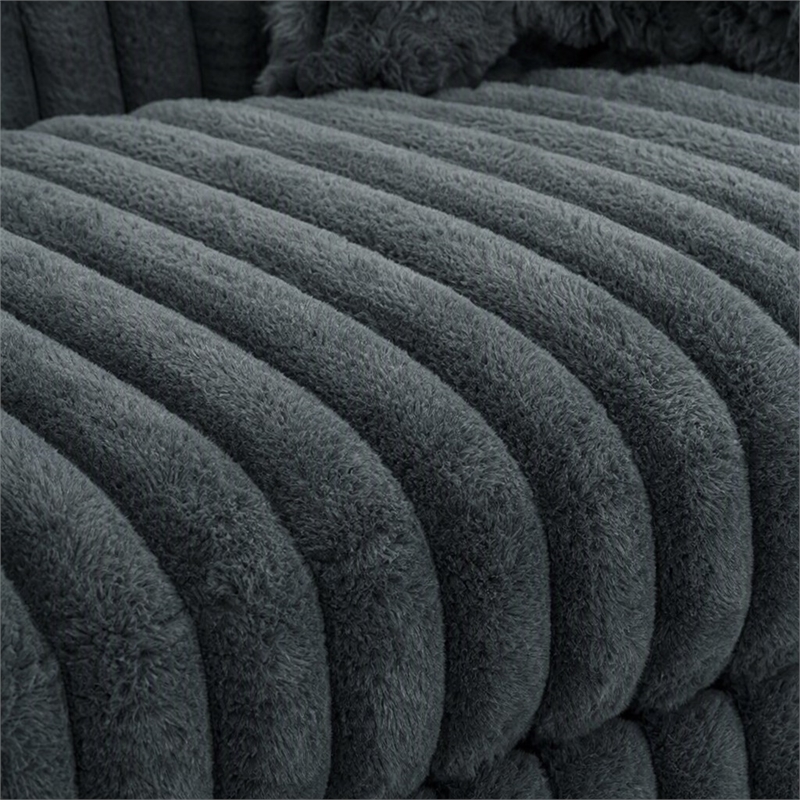 Pemberly Row Faux Fur Dog Bed with Bone Pillow in Gunmetal Gray