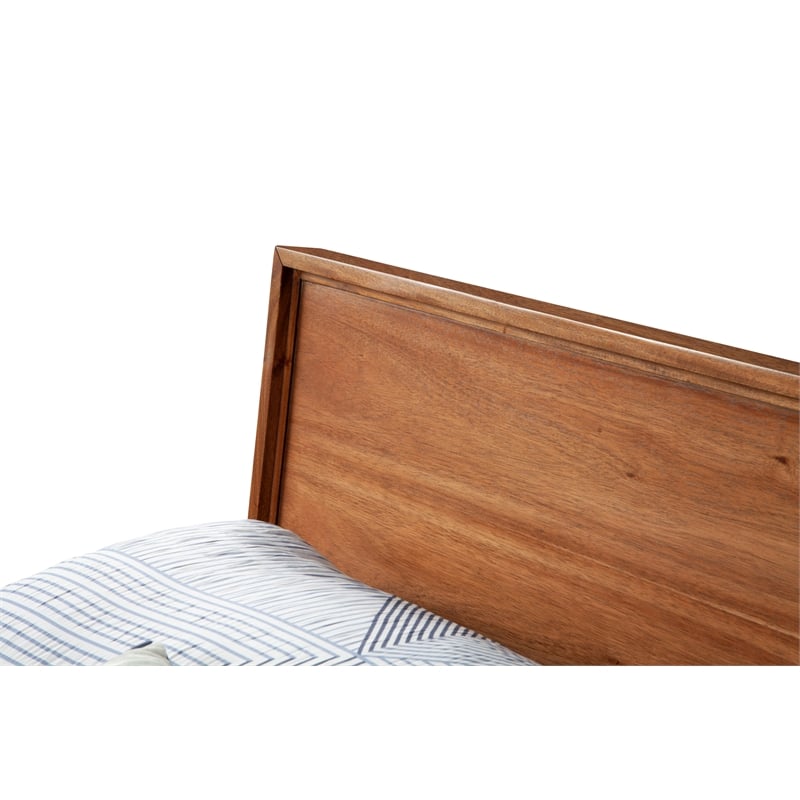 Pemberly Row Standard King Platform Bed in Honey Maple Finish