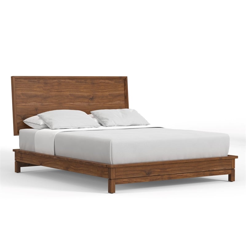 Pemberly Row Standard King Platform Bed in Honey Maple Finish