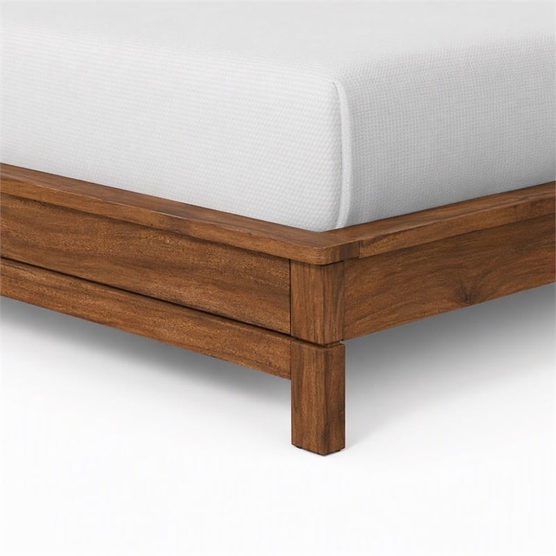 Pemberly Row Standard King Platform Bed in Honey Maple Finish