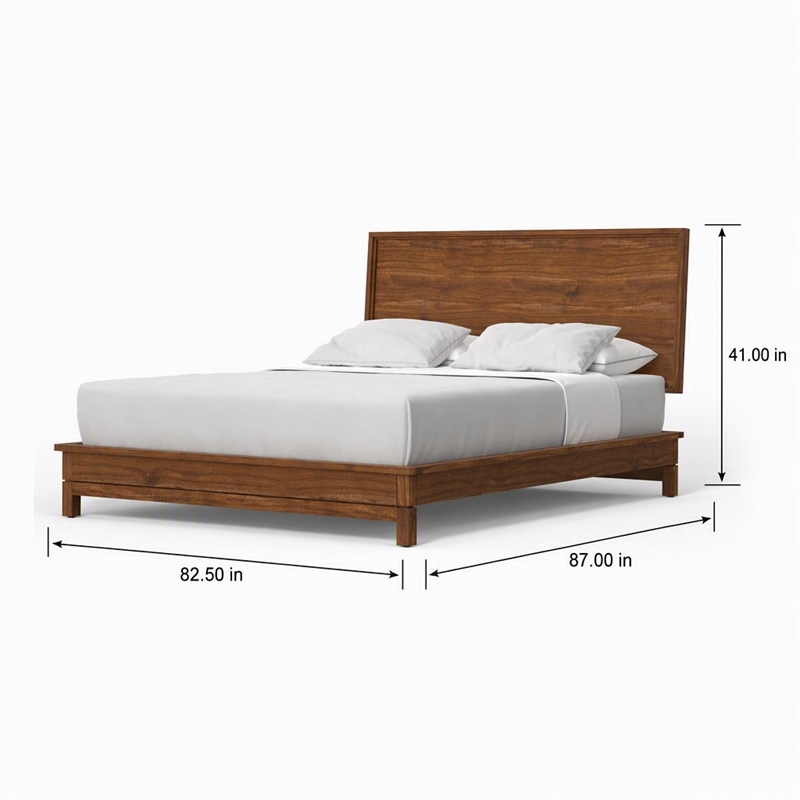 Pemberly Row Standard King Platform Bed in Honey Maple Finish