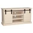 Pemberly Row Barn Door TV Console in Rustic White Fir Finish