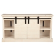 Pemberly Row Barn Door TV Console in Rustic White Fir Finish