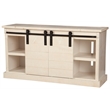 Pemberly Row Barn Door TV Console in Rustic White Fir Finish