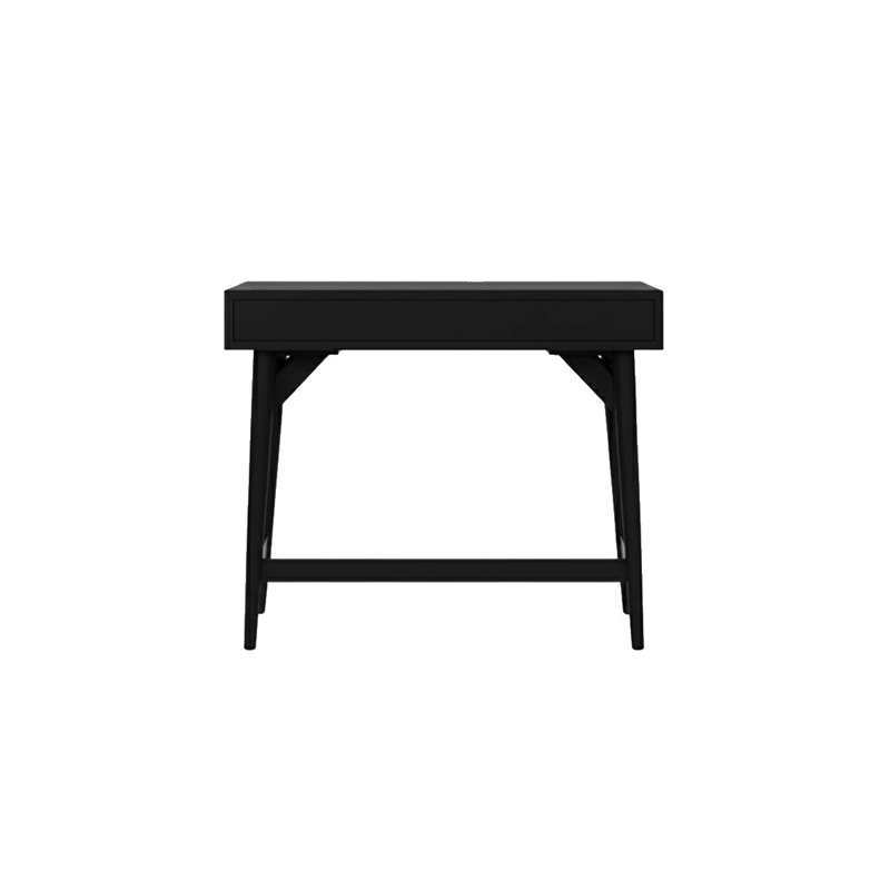 Pemberly Row Flynn 2-Drawer Mini Desk Mahogany Veneer Black Finish