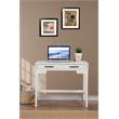 Pemberly Row Nova Mini White Mahogany Desk with 2 Drawers