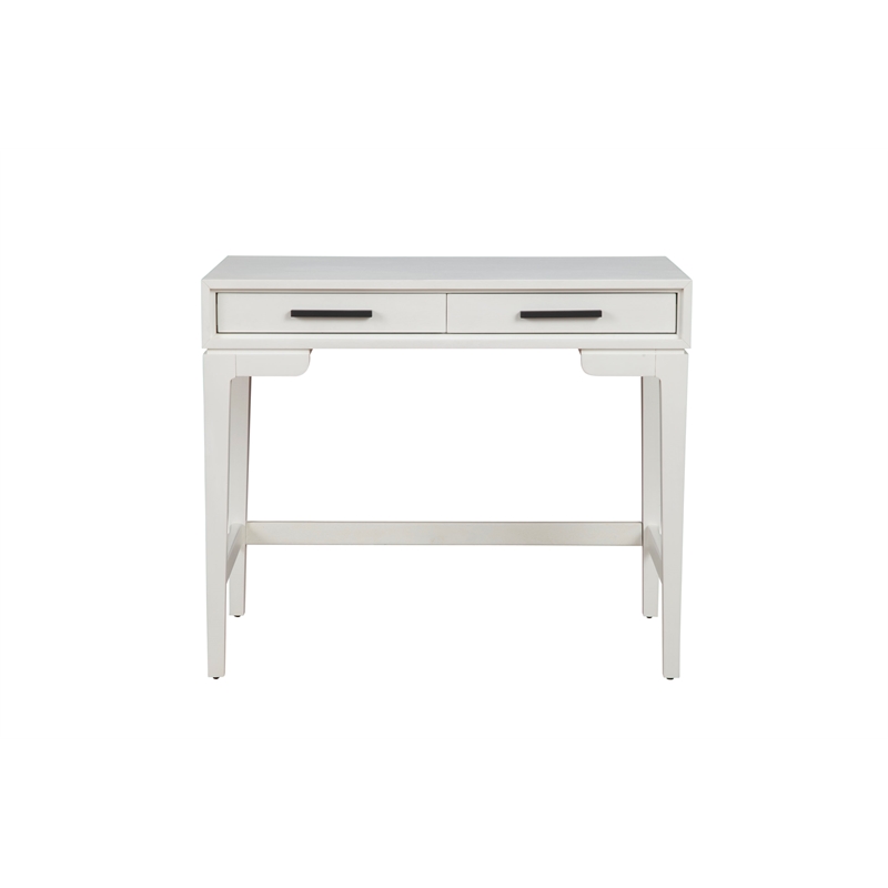 Pemberly Row Nova Mini White Mahogany Desk with 2 Drawers