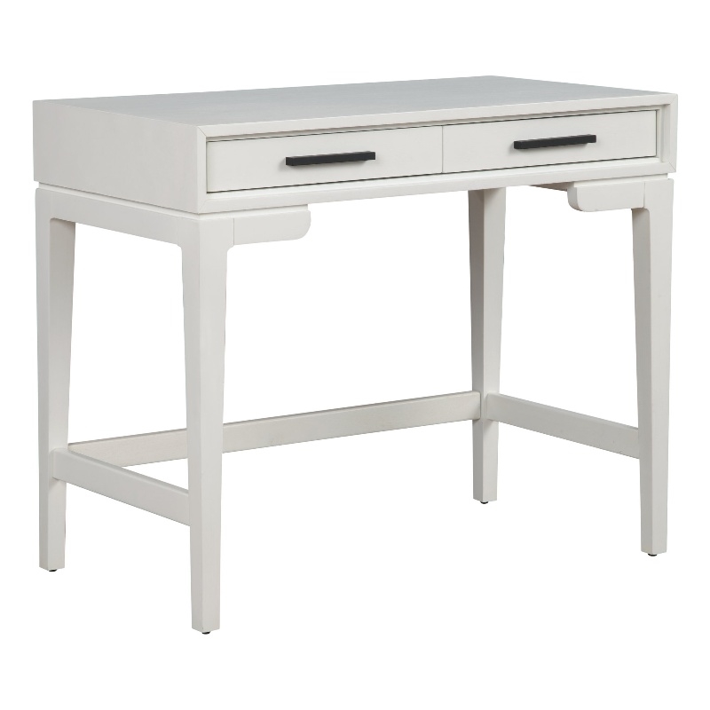 Pemberly Row Nova Mini White Mahogany Desk with 2 Drawers