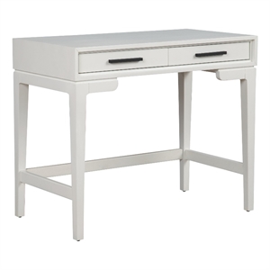 Pemberly Row Nova Mini White Mahogany Desk with 2 Drawers