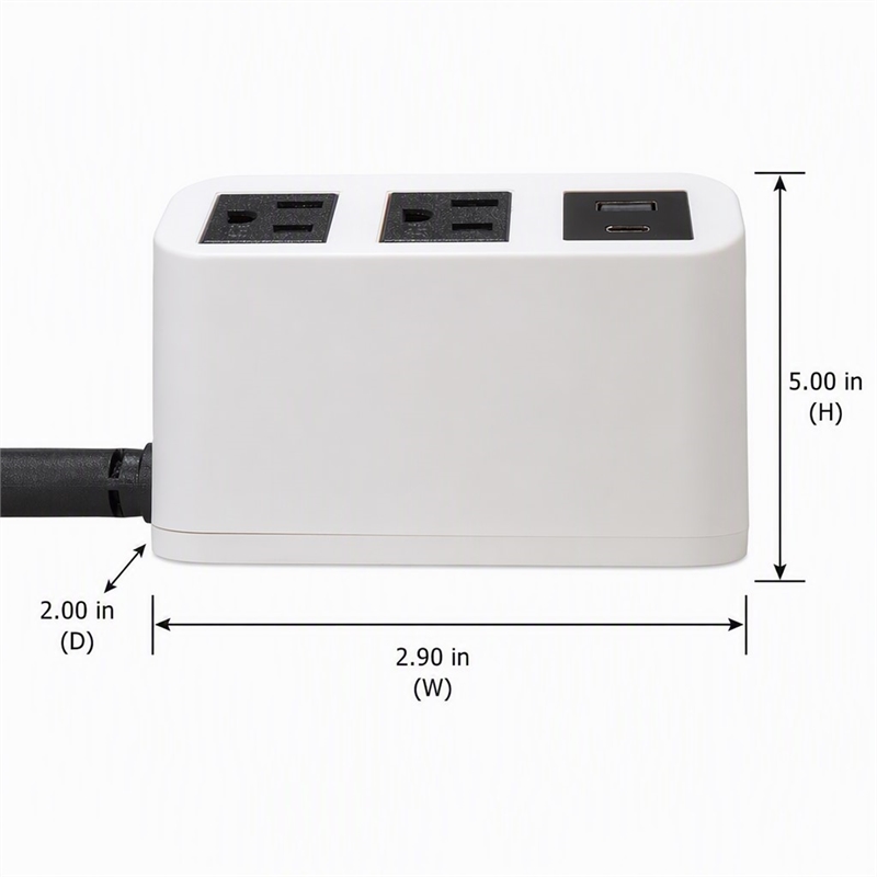 Pemberly Row Edge Neo Power Station with USB and AC Outlets in White