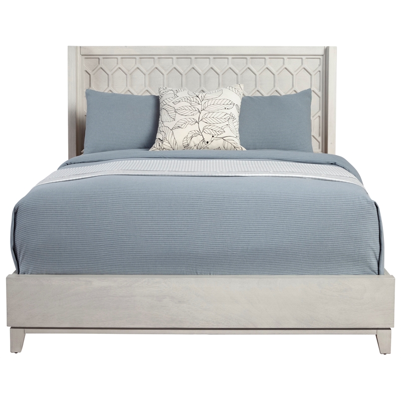 Pemberly Row Denver California King Wood Panel Bed in Light Gray