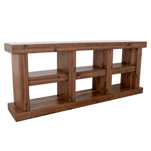 Pemberly Row Sequoia 80&quot Wood Console Table with Open Shelves in Walnut