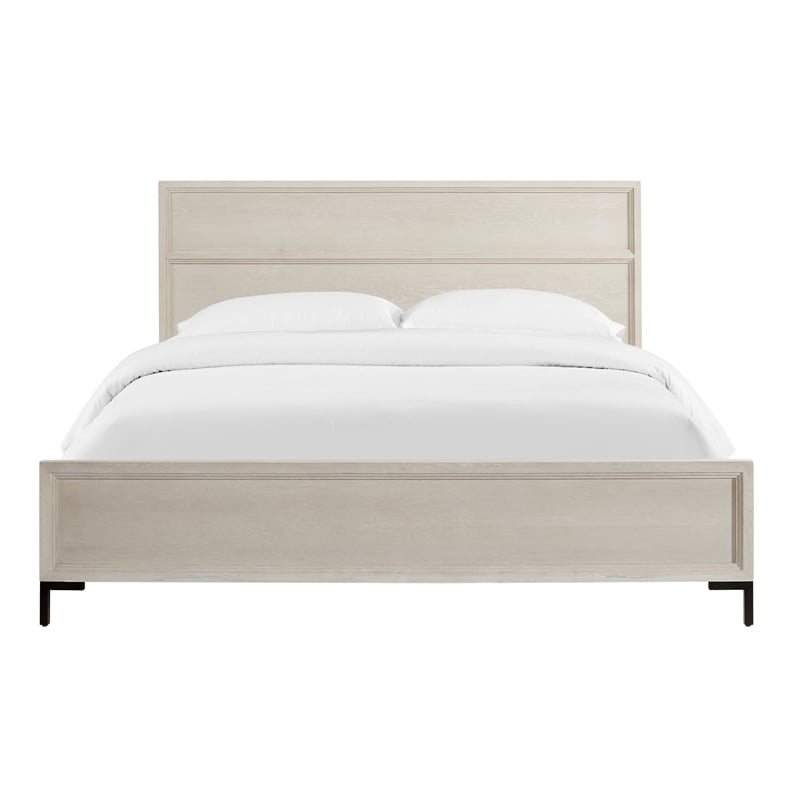 Pemberly Row Queen Panel Bed in Antique White Oak