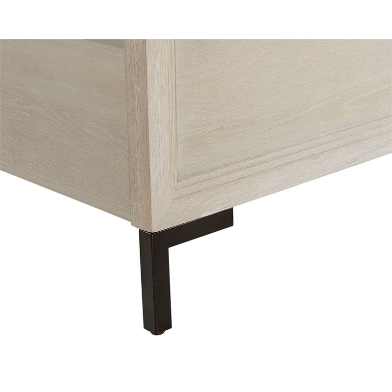 Pemberly Row Queen Panel Bed in Antique White Oak