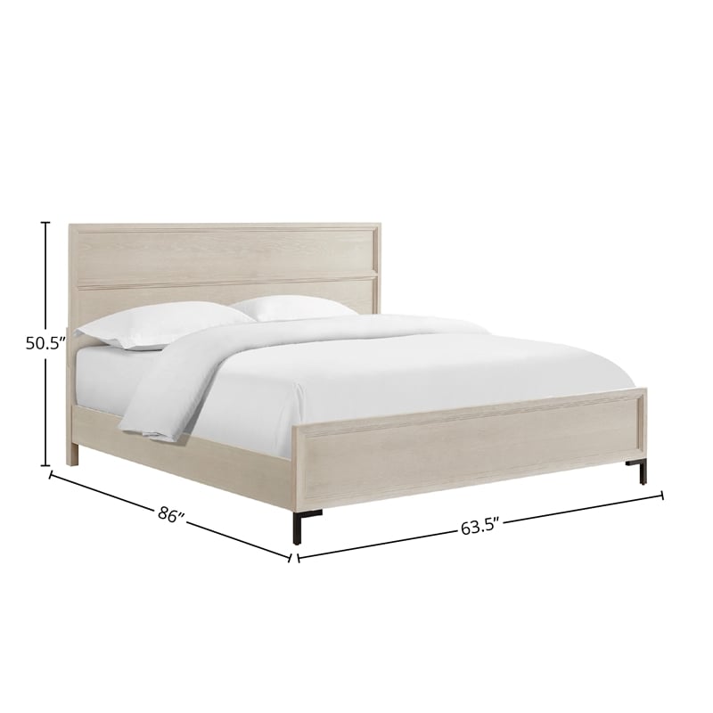 Pemberly Row Queen Panel Bed in Antique White Oak