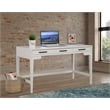 Pemberly Row Large Mahogany Wood Desk in Chalk White Finish
