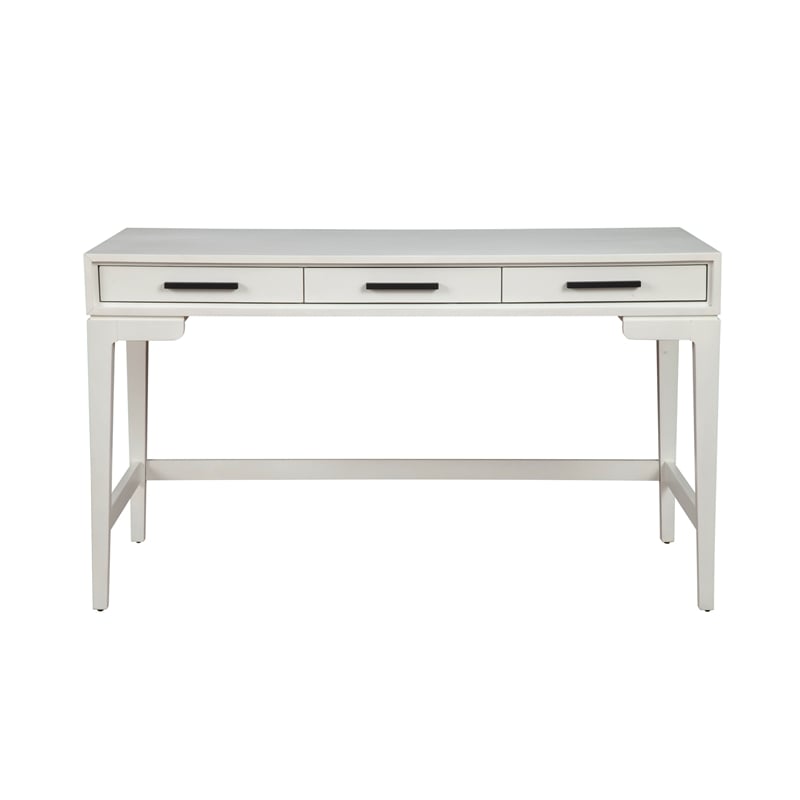 Pemberly Row Large Mahogany Wood Desk in Chalk White Finish