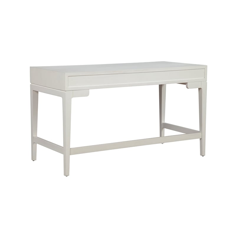 Pemberly Row Large Mahogany Wood Desk in Chalk White Finish
