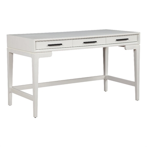 Pemberly Row Large Mahogany Wood Desk in Chalk White Finish
