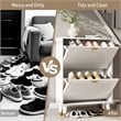 Pemberly Row Slim Shoe Cabinet with 2 Flip Drawers and Metal Legs
