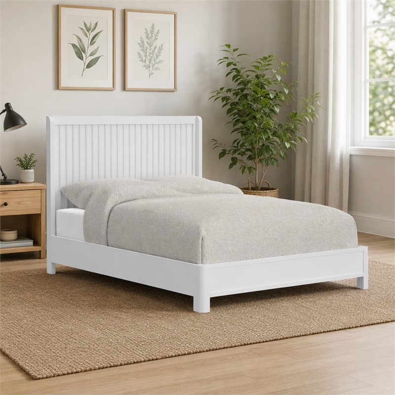 Pemberly Row King Panel Bed in White Mahogany Solids and Veneer