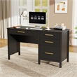 Pemberly Row Executive Desk with 4 Drawers and File Cabinet in Black