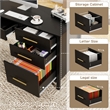 Pemberly Row Executive Desk with 4 Drawers and File Cabinet in Black